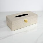 TISSUE BOX - CHAMPAGNE FAUX LEATHER