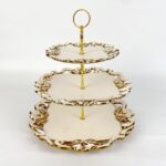 3-TIER CREAM/GOLD PLATE 8"/11"/13"D