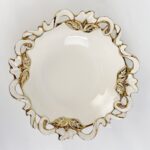 BOWL CREAM/GOLD 13"D