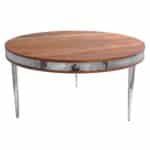 NATURAL ACACIA WOOD WITH HAMMERED NICKEL CAKE STAND