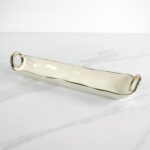 WHITE/GOLD TRAY W/HANDLE 14x3.5x2